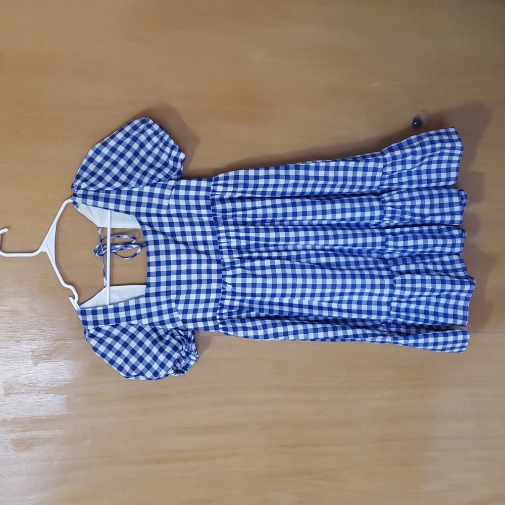 Blue and White Gingham In Loom Dress - XS/SM